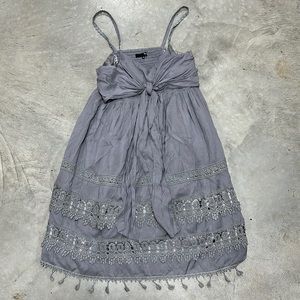 Light grey with bow and lace dress / Ryu Brand Size S / T-61